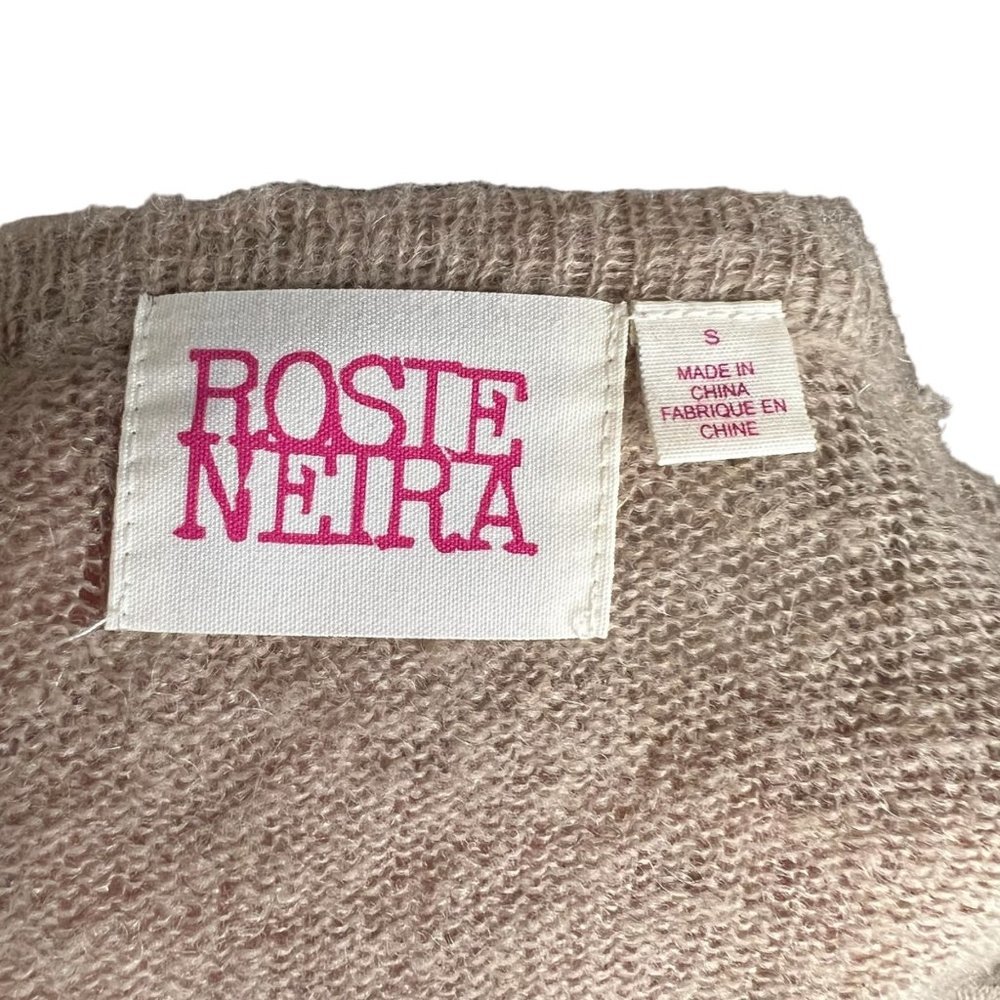 Anthropologie Rosie Neira Mohair Blend Crochet Pointelle Cardigan Sweater Size S - Picture 9 of 11